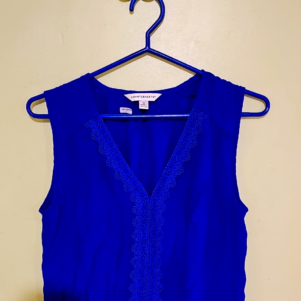 Women's Blue Lace Trim Top